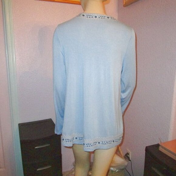 Soft Surroundings EMBROIDERED Tory Size M BLOUSE Tunic Top STRETCH Jersey BOHO - Picture 8 of 11